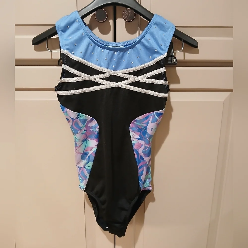 Freestyle Girls Dance Costume Gymnastics Leotard Size: 10/12 Rhinestone Purple